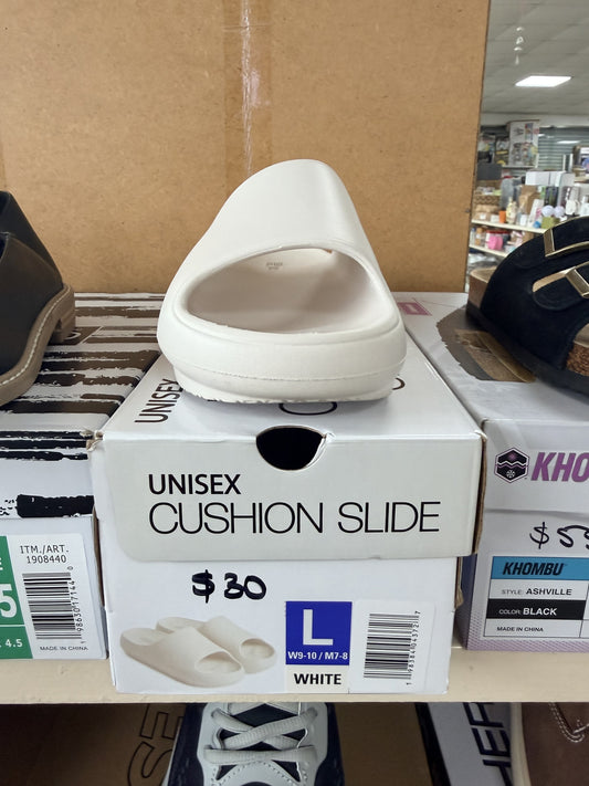 Unisex Cushion Slide — White; L; women's 9-10 / men's 7-8