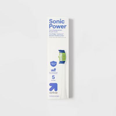 up&up Sonic Power Replacement Brush Heads — White/Blue; 5 count