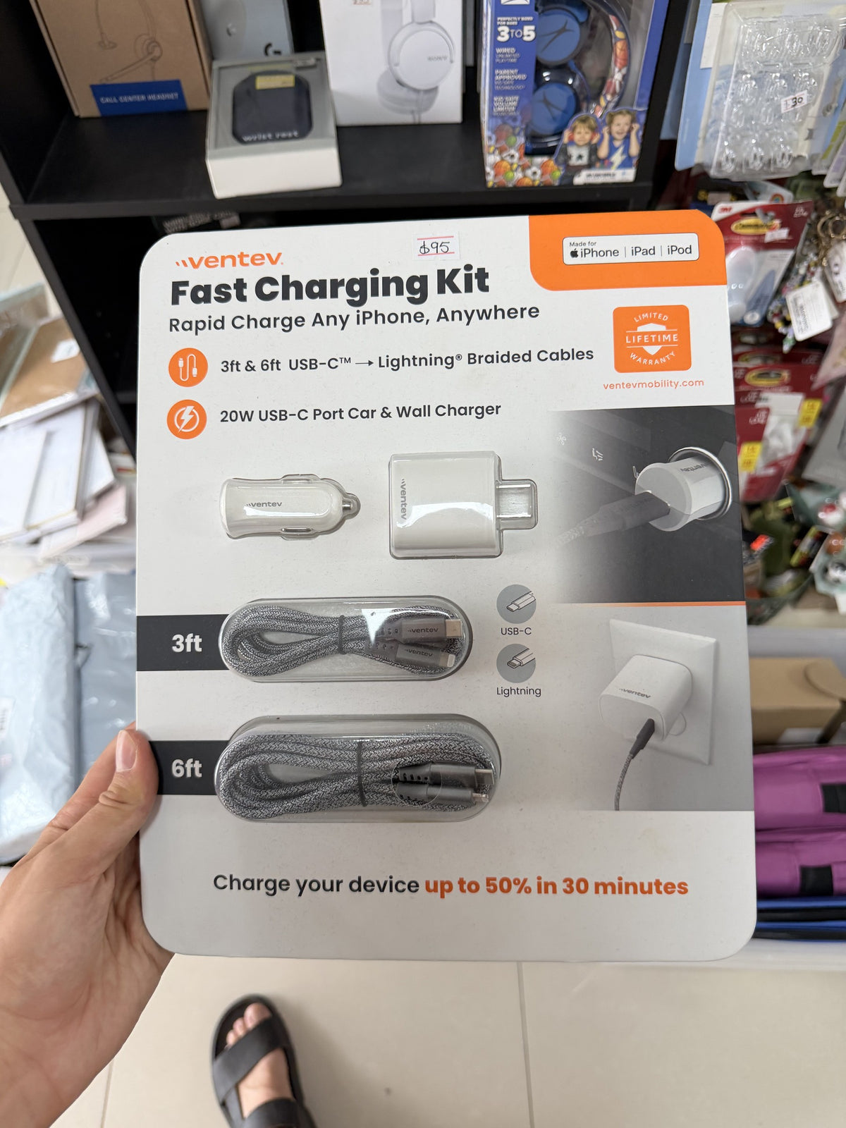 Ventev Fast Charging Kit for iPhone — Black; 4-piece